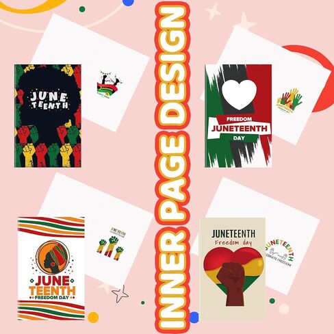 12 مجموعة من بطاقات Juneteenth السعيدة لعيد Juneteenth، بطاقات تهنئة بيوم الحرية، يوم التحرير، احتفال بالمساواة العرقية، احتفال بالحرية الأمريكية الأفريقية، الليبرالية 1865، بطاقات 19 يونيو مع مغلفات in Saudi Arabia