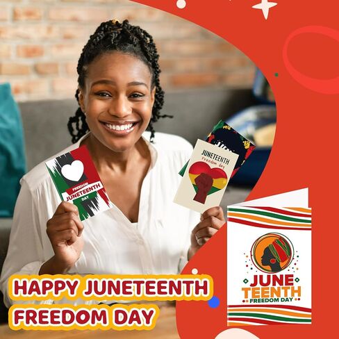12 مجموعة من بطاقات Juneteenth السعيدة لعيد Juneteenth، بطاقات تهنئة بيوم الحرية، يوم التحرير، احتفال بالمساواة العرقية، احتفال بالحرية الأمريكية الأفريقية، الليبرالية 1865، بطاقات 19 يونيو مع مغلفات in Saudi Arabia