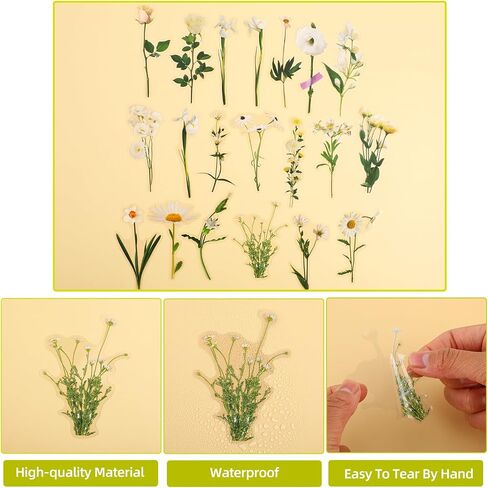 40 Pcs Plants Floral Stickers Transparent Flower Stickers for Scrapbooking Purple Pressed Flower Stickers Clear Nature Flowers Stickers Wildflower Stickers for Kids Adults Journaling DIY Crafts Cards in Saudi Arabia