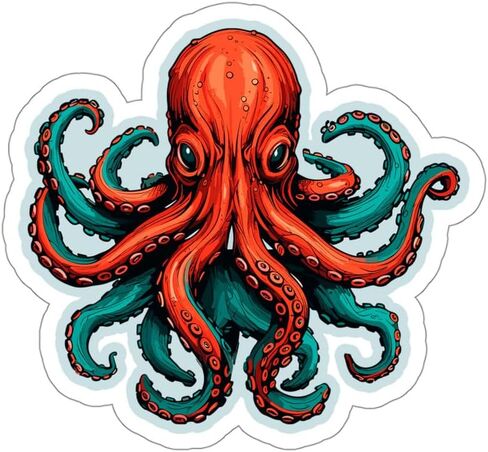 Octopus Sticker Window Vintage Decal Vinyl Small Waterproof for Water Bottle Mug Passport Book Scrapbook Notebook Laptop Tumbler Skateboard Computer Phone Size 4" Funny Gift in Saudi Arabia