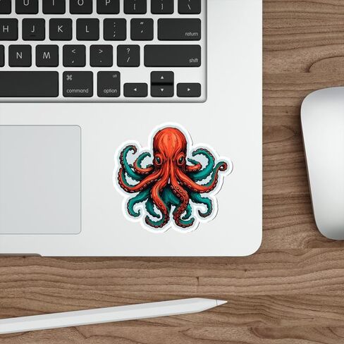 Octopus Sticker Window Vintage Decal Vinyl Small Waterproof for Water Bottle Mug Passport Book Scrapbook Notebook Laptop Tumbler Skateboard Computer Phone Size 4" Funny Gift in Saudi Arabia