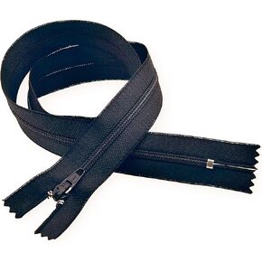 Rey SP40-900 Pack of 25 Nylon Zippers, 23.62 inches, Black Color (900); Automatic Slider; Needed Pull-tab; Standard Zipper Finish; Flat Link; Grade 10 Resistant Zipper