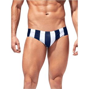 WDIRARA Men's Swimwear Striped Swim Briefs Low Rise Color Block Swim Trunks Swimsuit Bathing Suits
