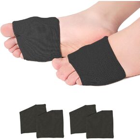 Metatarsal Pads, [2 Pairs] Foot Cushions Sleeve, Forefoot Gel Pad Half Sock Foot Support for Prevent Calluses Blisters Pain Relief (Black, L (Pair))