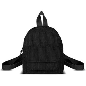Small Backpack Purse, Corduroy Mini Backpack Backpack Purse for Women and Girls, Fashion Women Backpack Purse (black)