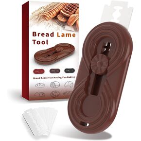 Bread Lame Dough Scoring Tool,Sourdough Bread Baking Supplies with Magnetic to Storage,Exquisite Design Bread Scorer Tool for Homemade Bread Baking Include 5 Razor Blades (Brown, Square)