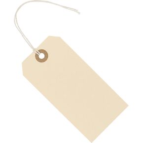 Premium Hang Tags with String - Box of 100 Tags #5-4.75" x 2.375" - String Tags for Labeling with Reinforced Eyelet and String Attached