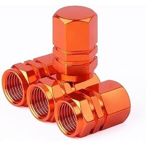 4Pcs Orange Tire Valve Stem Caps, Heavy-Duty Tire Valve Caps, Aluminum Alloy Wheel Caps, Tires Accessories, Universal for Cars, Suvs, Bike, Trucks and Motorcycles Accessories and Parts