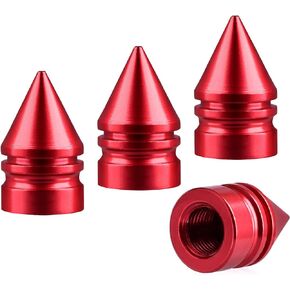 Tire Valve Stem Caps, Spiked Valve Stem Caps Aluminum Chrome, Dust-Proof Car Tire Accessories, Pack of 4, Black
