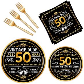 96 Pcs 50th Birthday Plates and Napkins 50th Birthday Decorations Men 50th Birthday Party Supplies 50th Birthday Party Favors