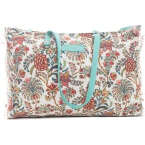Myra Bag Western Leather Weekender Bag for Women - Upcycled Canvas Shoulder Handbag