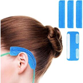 4 Pcs Oxygen Ear Protector, Ear Protectors for Oxygen Tubing, Soft Nasal Cannula Ear Cushions, Oxygen Cannula Face Soft Cover to Help Relieve Ear Pain and Prevent Cheek Indentation Discomfort (Blue)