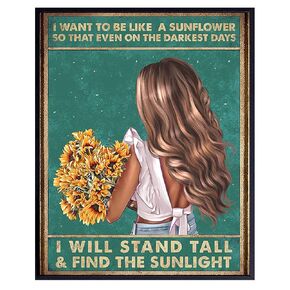 Bohemian Wall Art 11x14 - Inspirational Quotes, Motivational poster - positive affirmation for Women - Teen Bedroom Decor - Boho-chic Home Decor - Gifts - Sunflower Wall Art - Sunflower Wall Decor