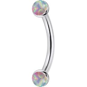 Jenxnjsjo F136 Titanium 16g 6/8/10mm Curved Barbell White Pink Purple Opal Eyebrow Rook Snug Daith Earrings Vertical Labret Lip Snake Bite Frog Eyes Tongue Rings Vch Hood Piercing Jewelry for Women