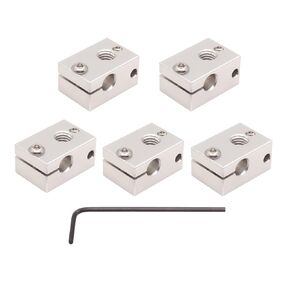 WINSINN 3D Printer Sensor Heater Block, Compatible with E3D V6 J-Head RepRap Bowden Hotend Extruder for HT-NTC100K PT100 - Aluminum (Pack of 5Pcs)