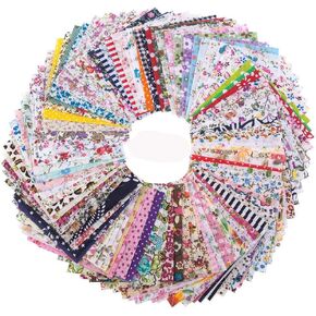 Penta Angel 4 x 4 Inch/10 x 10cm 100 Pieces Assorted Pre-Cut Printing Cotton Cloth Square Bundle Quilt Craft Fabric Patchwork DIY Sewing Scrapbooking Quilting Dot Pattern (100 pcs)