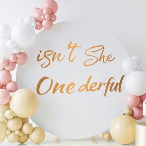 Isn't She Onederful Birthday Decorations, Isn't She Onederful Backdrop Decor Sticker First Birthday 1st Party Theme Decor for Baby Girl