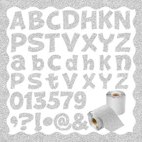 216 قطعة من رسائل لوحة الإعلانات اللامعة و65.6 قدم لوحة إعلانات لامعة حدود لاصقة لوحة إعلانات تزيينية زخرفة الحروف الأبجدية وعلامات الترقيم للفصل الدراسي (ذهبي) in Kuwait