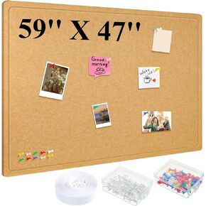 Large Bulletin Board Felt Cork Boards for Wall Frameless Foldable Pin Board Decorative Board Self Adhesive Notice Board with 70 Push Pins for School Home Office (Black,48'' X 36'')