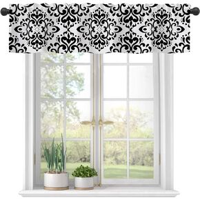 Valances Curtains for Windows, Green Branches and Leaves Semi Sheer Curtain Valances,Rod Pocket Short Window Treatment Light Filtering Decor Valances for Kitchen Living Room Bedroom Windows - 42"x12"
