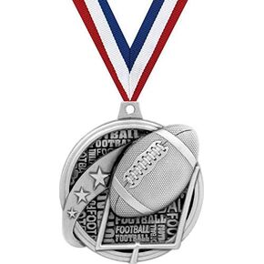 Football Medals - 2" Kudos Kids Football Award Medals Silver Prime