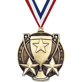 Achievement Medals, 2" Gold Star Cup Recognition Medal Award with Free Custom Engraving Prime