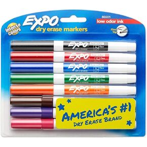 2 sets of 8 Expo Fine Point, Low-Odor, Dry Erase Assorted Markers, Total of 16 Markers