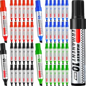 Thenshop 48 Count Jumbo Marking Pens, Quick Drying Permanent Markers with Chisel Tips, Industrial Use on Wood Metal Plastic Stone Glass (Black, 5.91 inches)