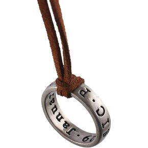 Uncharted 4 Nathan Drake Ring Necklace for Men with Adjustable Leather Cord Handmade