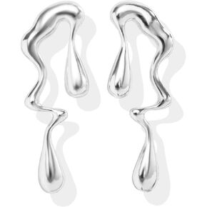 Irregular Drip Earrings Gold Statement Earrings Waterdrop Earrings Liquid Metal Earrings Trendy Earrings for Women 2024