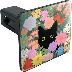 GRAPHICS & MORE Black Cat Hiding in Spring Flowers Tow Trailer Hitch Cover Plug Insert