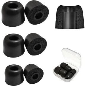 Memory Foam Earbuds Tips Replacement Ear Tips with Storage Box Isolation Noise Anti-Slip fit 4.5mm-6.3mm Nozzle in-Ear Earphones