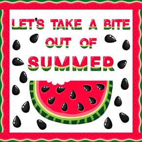 50 Pcs Summer Watermelon Bulletin Board Decoration Let's Take A Bite Out of Summer Bulletin Board Cutout Fruit Watermelon Bulletin Board Border for Summer Classroom Chalkboard Wall Decoration