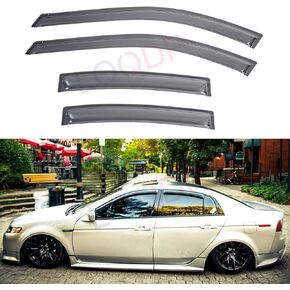 4pcs Front+Rear JDM Smoke Sun/Rain Guard Outside Mount Tape-On Window Visors Compatible with 04-08 Acura TL