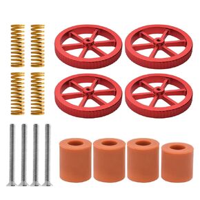 IdeaFormer Upgraded 4pcs Blue Aluminum Hand Twist Leveling Nut,4pcs 20mmSprings,4pcs Screws, 4pcs Heatbed Silicone Leveling Column Mounts for Ender 3/3 Pro/3v2 3D Printer