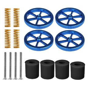 IdeaFormer Upgraded 4pcs Blue Aluminum Hand Twist Leveling Nut,4pcs 20mmSprings,4pcs Screws, 4pcs Heatbed Silicone Leveling Column Mounts for Ender 3/3 Pro/3v2 3D Printer