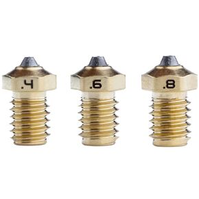 Diamondback Nozzles – V6 Compatible Polycrystalline Solid Diamond Tip 3D Printer Nozzles-Extrusion Efficiency-Any Filament-Long Life-Layer Adhesion-USA Made, 3-Pack (1.75mm x 0.4mm, 0.6mm & 0.8mm)