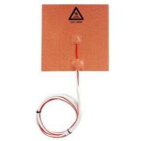 FYSETC 3D Printer Parts 150x150mm/6x6inch 24V 150W Silicone Heater Pad Built-in Bimetal Thermostat, High Temperature Hotbed Mat with Adhesive Heated Bed Power Module Expansion Hot Bed