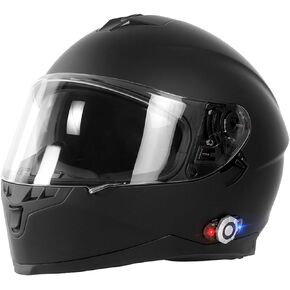 Bluetooth Motorcycle Helmet FreedConn BM22 Full Face Helmet Motorcycle Helmets Dual Visor Helmet with Integrated Intercom System DOT Helmet with Bluetooth 3.0 2-3 Riders/500M/FM/Voice Dial/Black