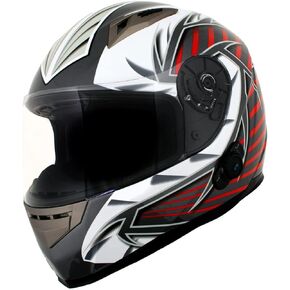 Milwaukee Helmets H520 Titanium and Red Chit-Chat Black Full Face Motorcycle Helmet w/ Intercom - Built-in Speaker and Microphone for Men / Women