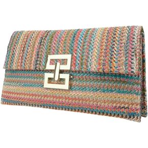 Straw Clutch Purses for Women Vintage Summer Straw Beach Bag Woven Purse Wicker Rattan Envelope Clutch for Wedding
