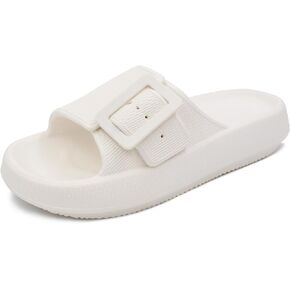 Women Pillow Sandals with Soft Thick Sole Cloud Slides Bathroom Non-Slip Shower Shoes House Slippers