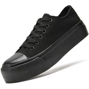Platform Sneakers for Women Men Low Top Canvas Shoes for Women Classic Lace Up Canvas Platform Shoes Casual Tennis Walking Sneakers