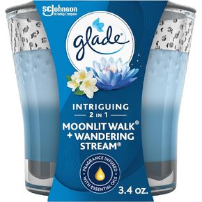 Glade Candle Jar, Air Freshener, 2in1, Moonlit Walk & Wandering Stream, 3.4 Oz