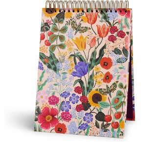 RIFLE PAPER CO. Desktop Weekly Planner | 52 Undated Pages Printed Front and Back, Spiral Bound, Undated Weekly Pages, Printed in Full Color and Foil Stamped (8.5" L × 6.25" W), Blossom