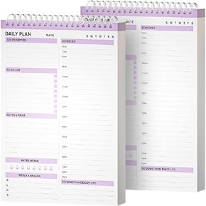 Daily Planner, To Do List Notepad Tear Off, Undated Planner,Spiral Hourly Planner To Do list Notebook, Time Box Planner with PVC Hard Cover, 7 x 10 inch，80 Sheet (Blue)