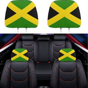 2 Pack Headrest Covers for Jamaica Flag, Seat Cover Accessories Car Headrest Protector Universal Fit to All Car/Truck Models (Jamaica)