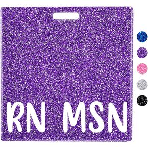 Plifal RN MSN Badge Buddy Card Holder Nurse Nursing Accessories Registered Nurse Master of Science in Nursing Glitter Horizontal ID Name Identification Tags Nurse Work
