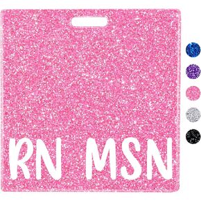 Plifal RN MSN Badge Buddy Card Holder Nurse Nursing Accessories Registered Nurse Master of Science in Nursing Glitter Horizontal ID Name Identification Tags Nurse Work