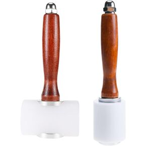 2 مطرقة نايلون بمقبض خشبي، مطارق نحت الجلود مجموعة أدوات خياطة جلد البقر للعمل بالحرف الجلدية (قطعتان) in Kuwait